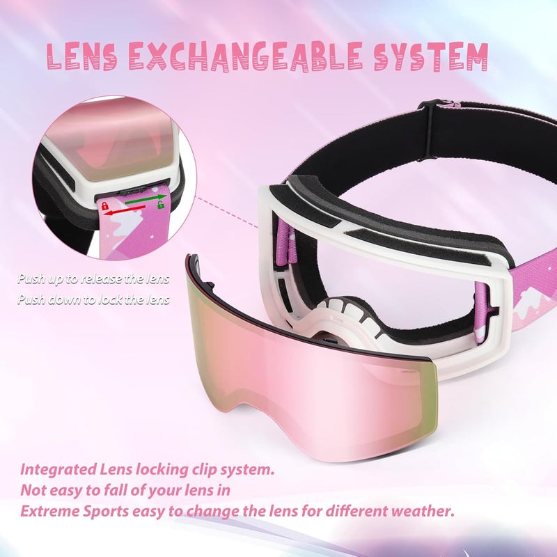 EXP VISION Ski/Snowboard Goggles Parent-child Snow Goggles Over Glasses for Men, Women Youth Kids - Image 4